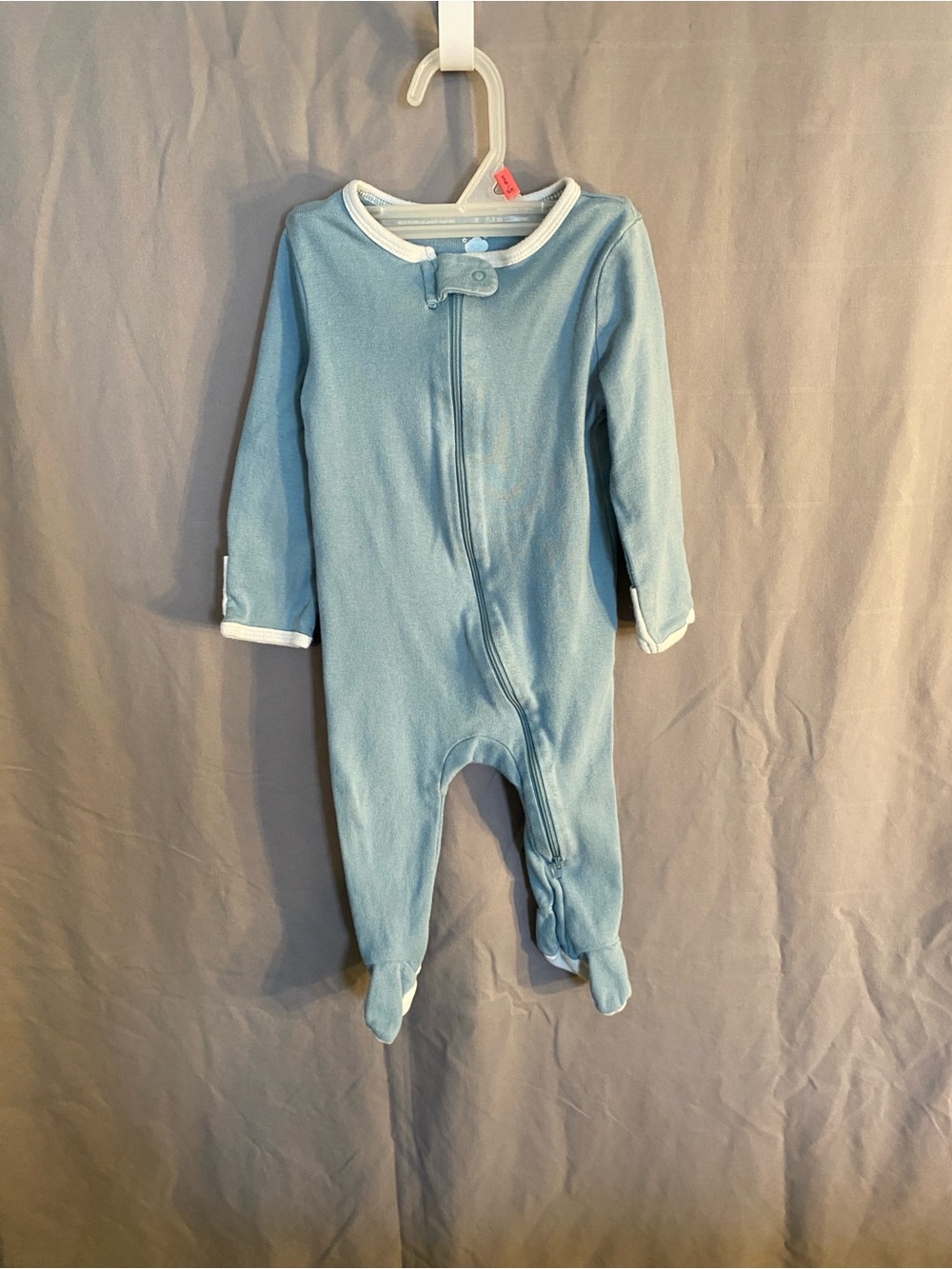 cloud island Blue Footed Baby One-Piece Sleeper with White Trim